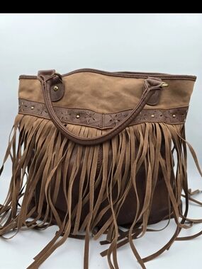 Fringed Brown Hobo Bag - Casual Boho Style